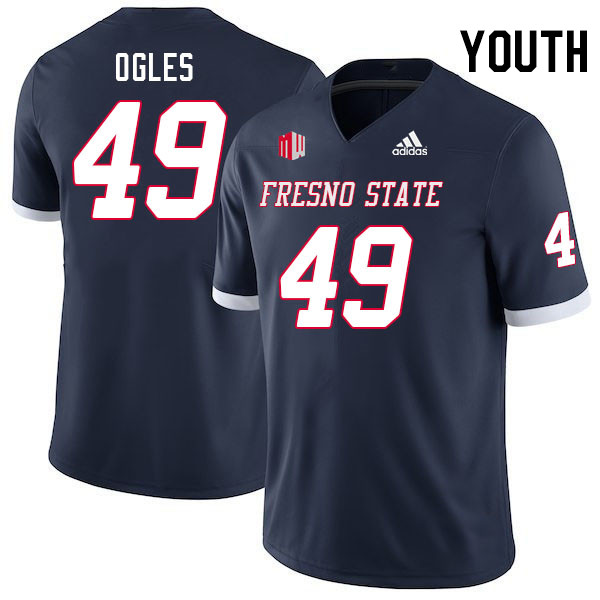 Youth #49 Landon Ogles Fresno State Bulldogs College Football Jerseys Stitched Sale-Navy - Click Image to Close